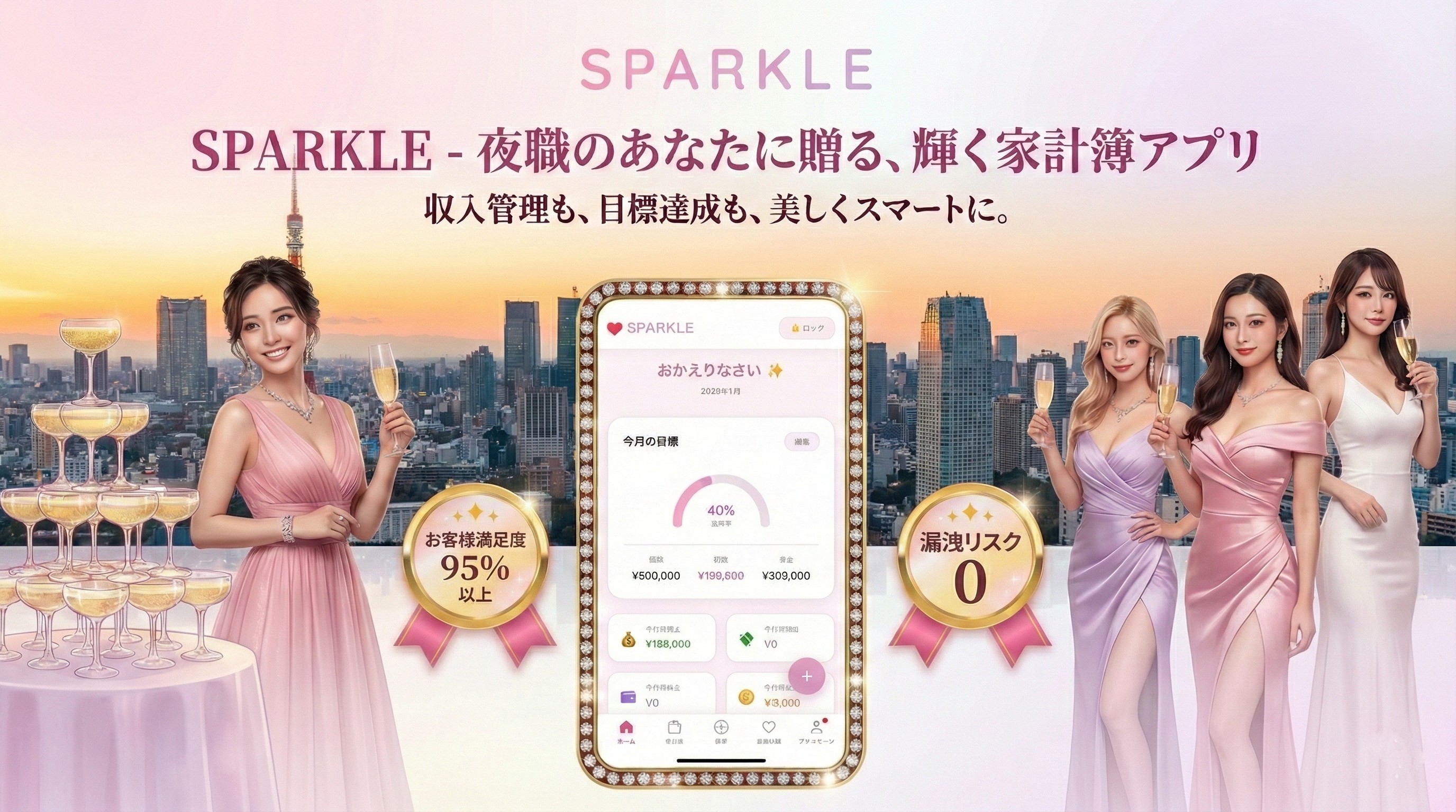 SPARKLE - キャバ嬢・風俗嬢のための無料売上管理アプリ